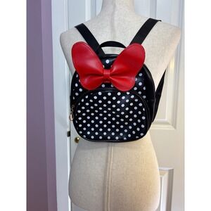 Disney inspired Minnie Mouse Polka Dot Mini Backpack Black Red Bow Kids Bag
